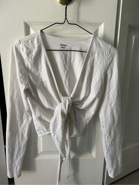 Sunday Best/Aritzia White Tie-Front Long Sleeve